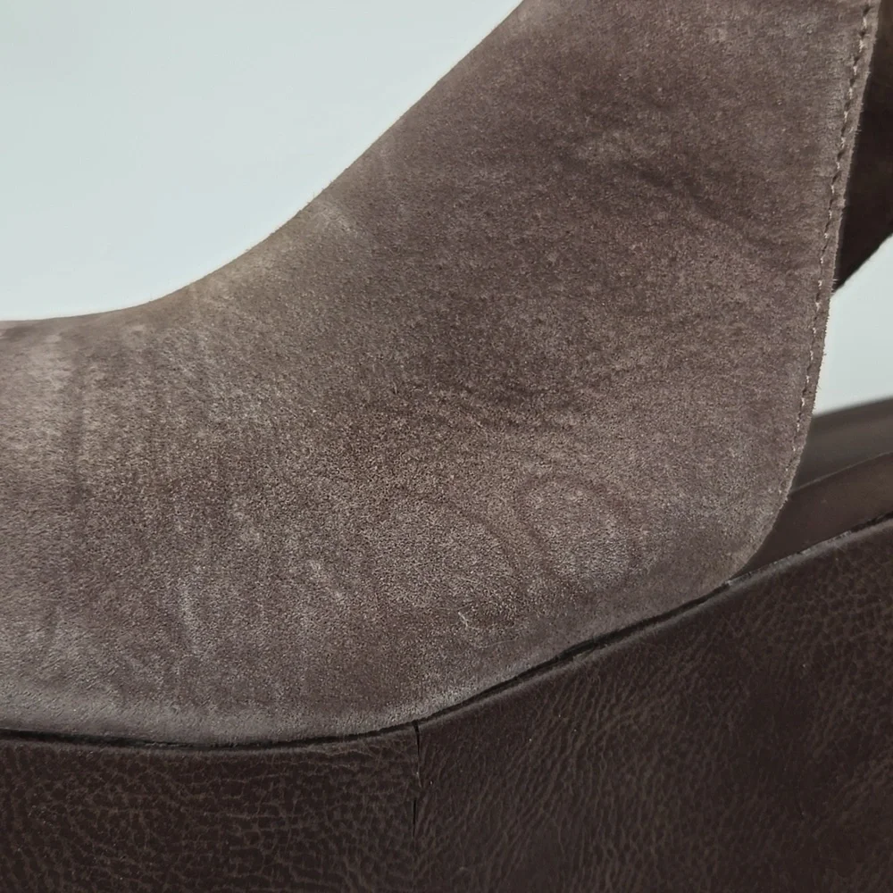 Yellowbox | Balera Taupe Suede Wedge Heel Ankle Booties Size 9